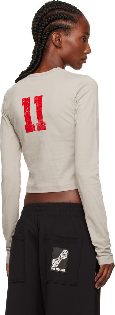 Футболка We11done We11done '11' Print Cropped Long-Sleeve T-Shirt бежевий | WD-TT2-25-748-W-LG, 2