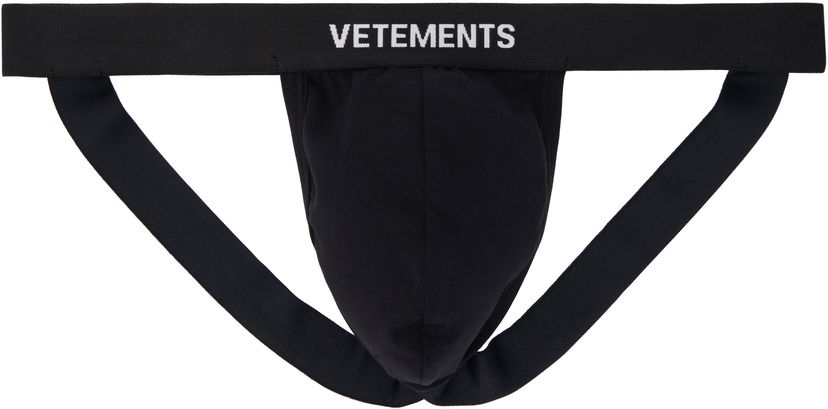 Трусики VETEMENTS Logo Jock Strap чорний | MA66UN110B