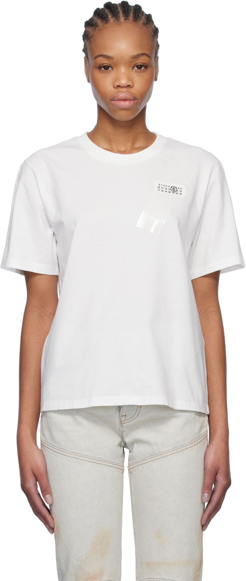 Футболка Maison Margiela MM6 Maison Margiela Taped Logo T-Shirt білий | S52GC0336 M20048
