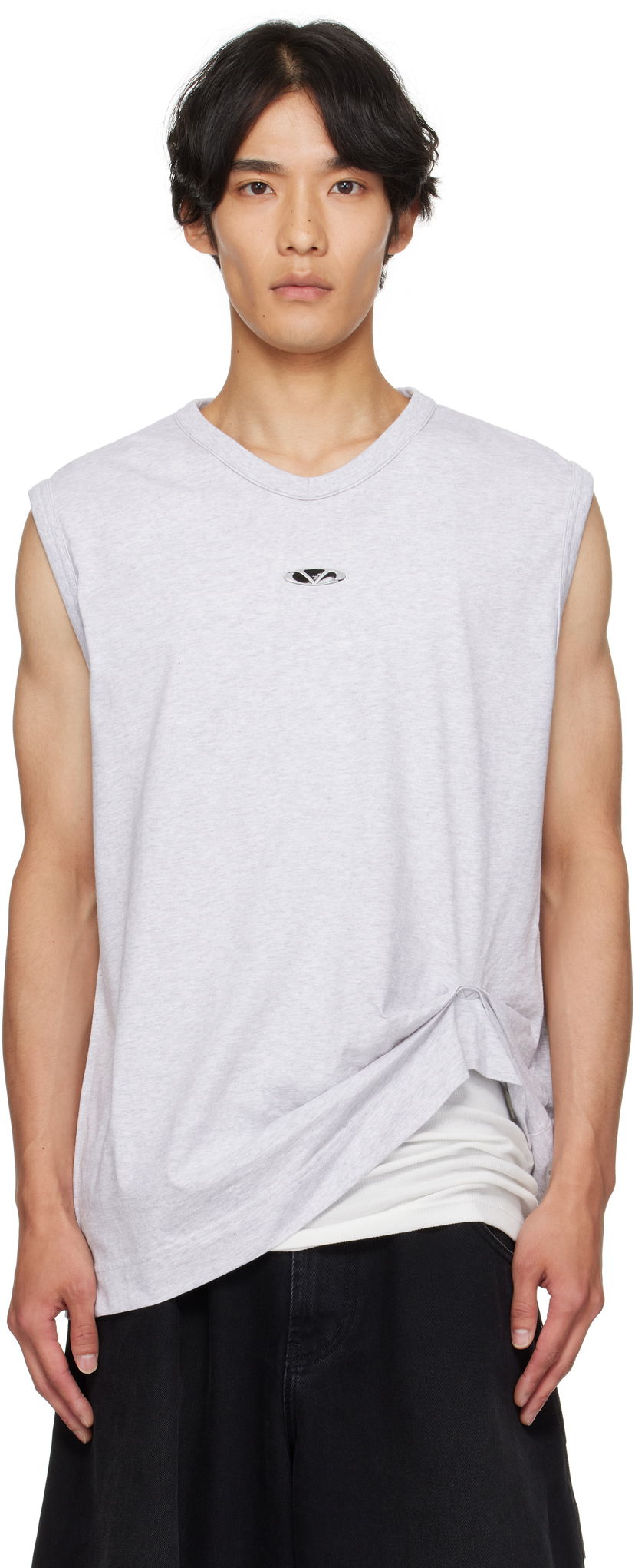 Безрукавка VETEMENTS Vetements Oval Logo Jersey Tank Top Сірий | UH76TR550G