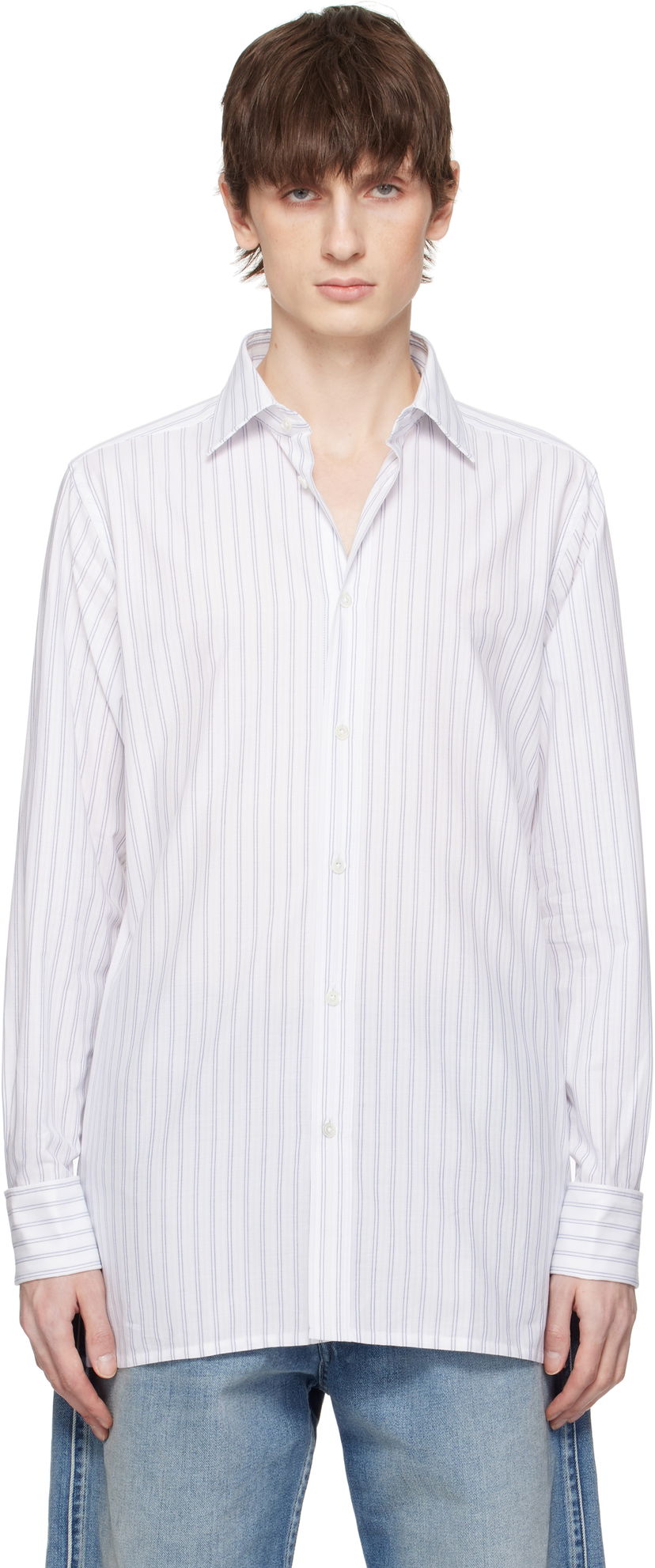 Сорочка Maison Margiela Maison Margiela Striped Long-Sleeved Shirt білий | S50DT0048 M35280