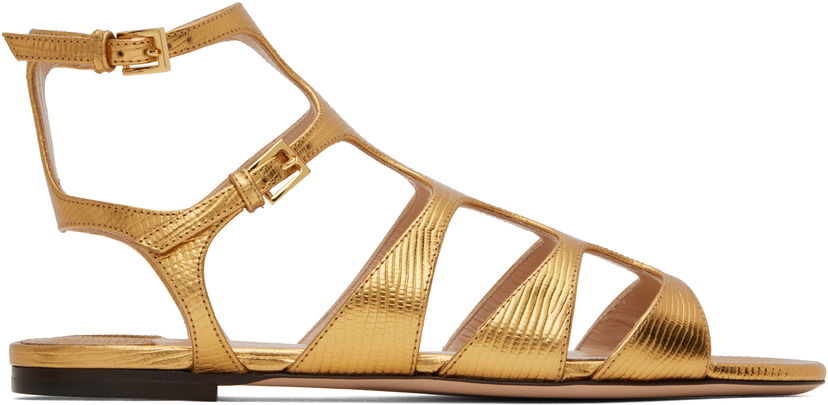 Догляд за взуттям Tom Ford TOM FORD Laminated Lizard Print Sandals Металік | W3630-LCL232G