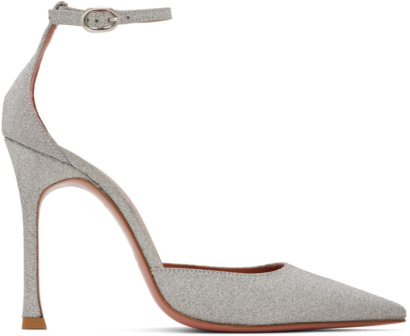 Кросівки та взуття Amina Muaddi Glitter Pump Heels Сірий | KIM PUMP SR GLITTER