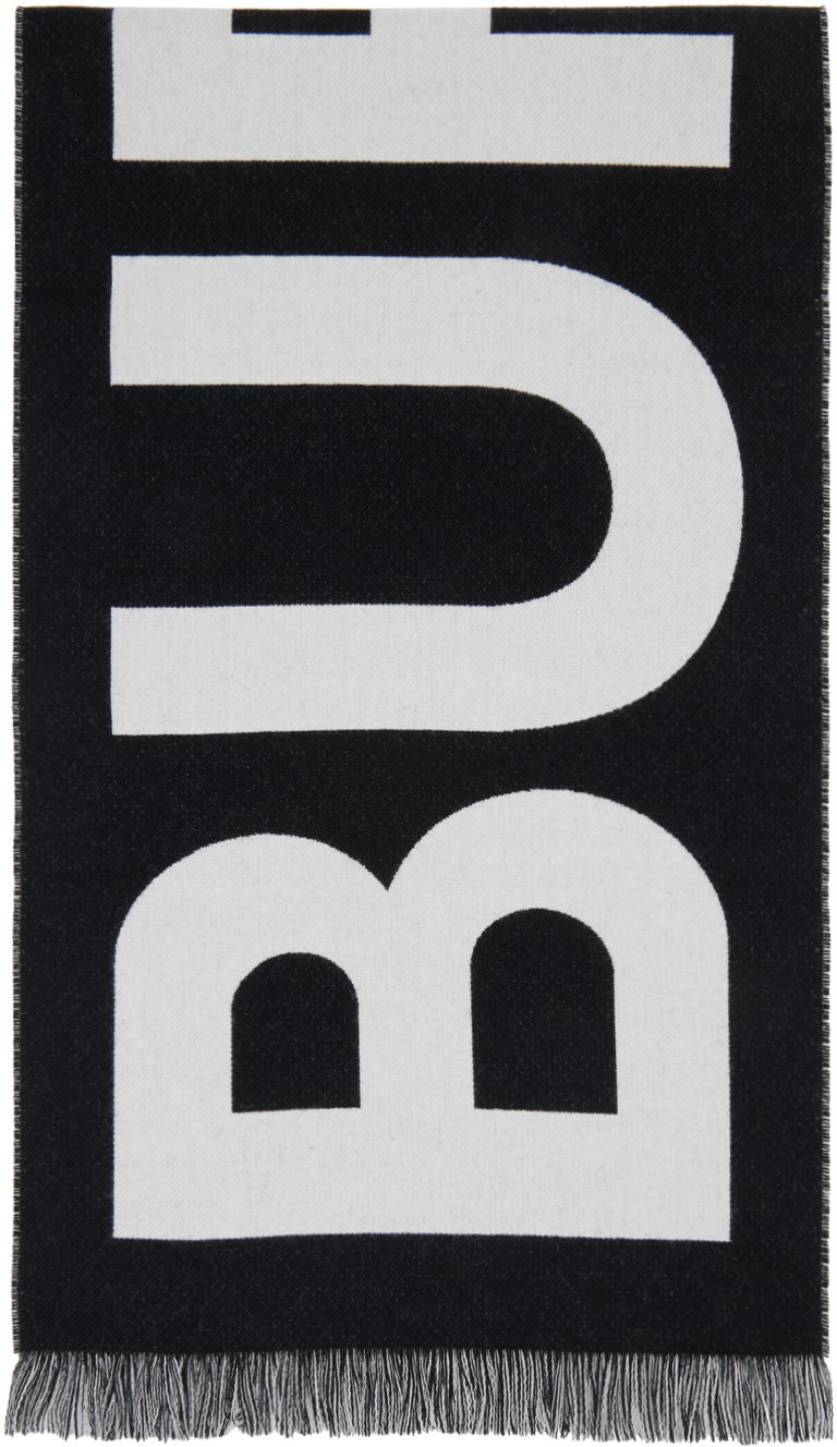 Шарф Burberry Jacquard Logo Scarf Black & White чорний | 8054214