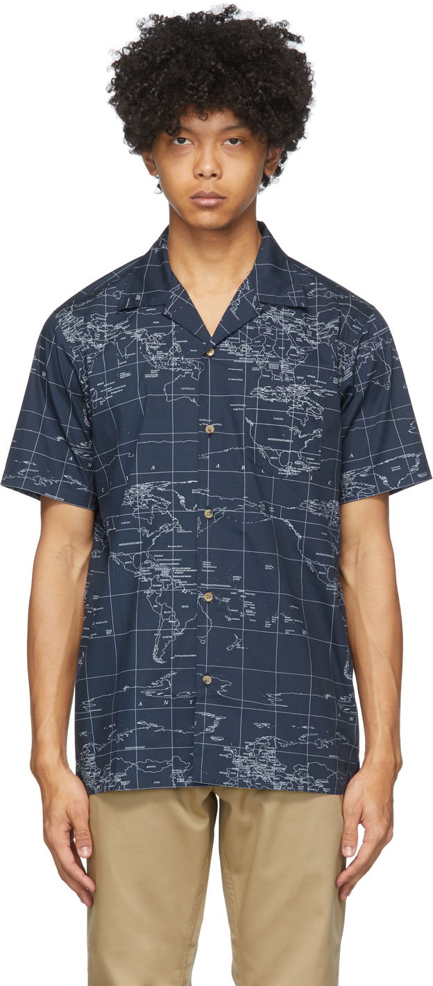 Сорочка CLOT Clot Global Haze Print Shirt темно-синій | CLSH20SS20011