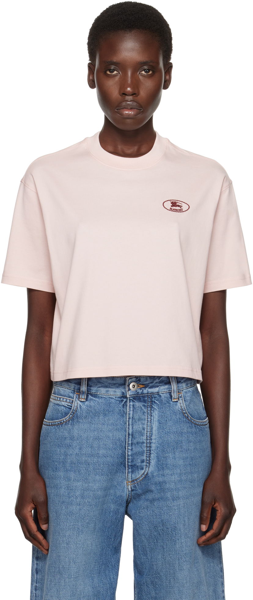 Кроп-топи Burberry Burberry Cropped Cotton T-Shirt Рожевий | 8110083