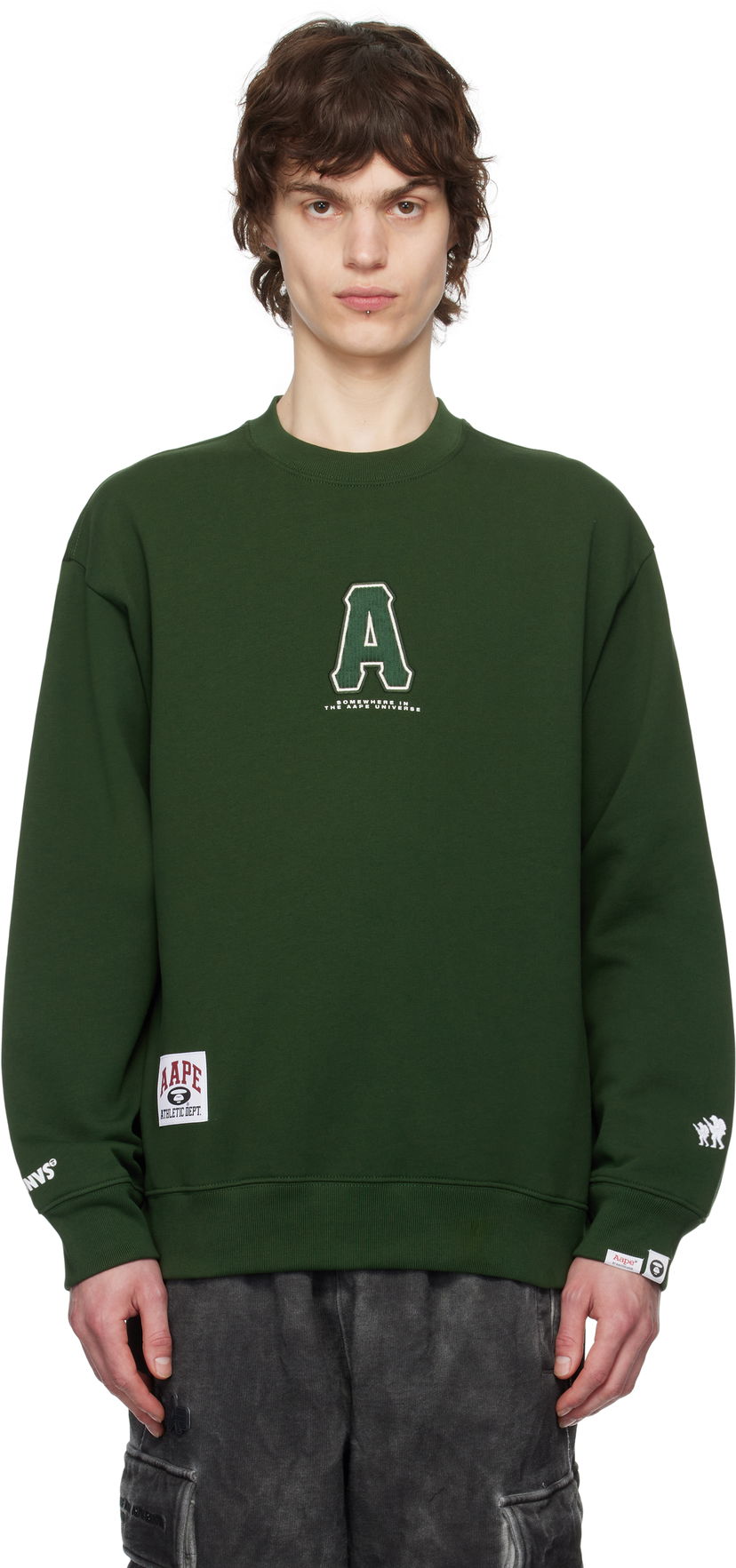 Світшоти AAPE by A Bathing Ape AAPE by A Bathing Ape Injection Crewneck Sweatshirt Зелений | AAPSWMC336XXNGRD