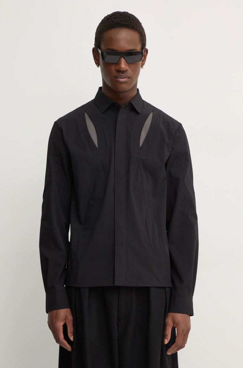 Сорочка HELIOT EMIL Slim Black Shirt With Mesh чорний | AW24.M.05.058.BLK01