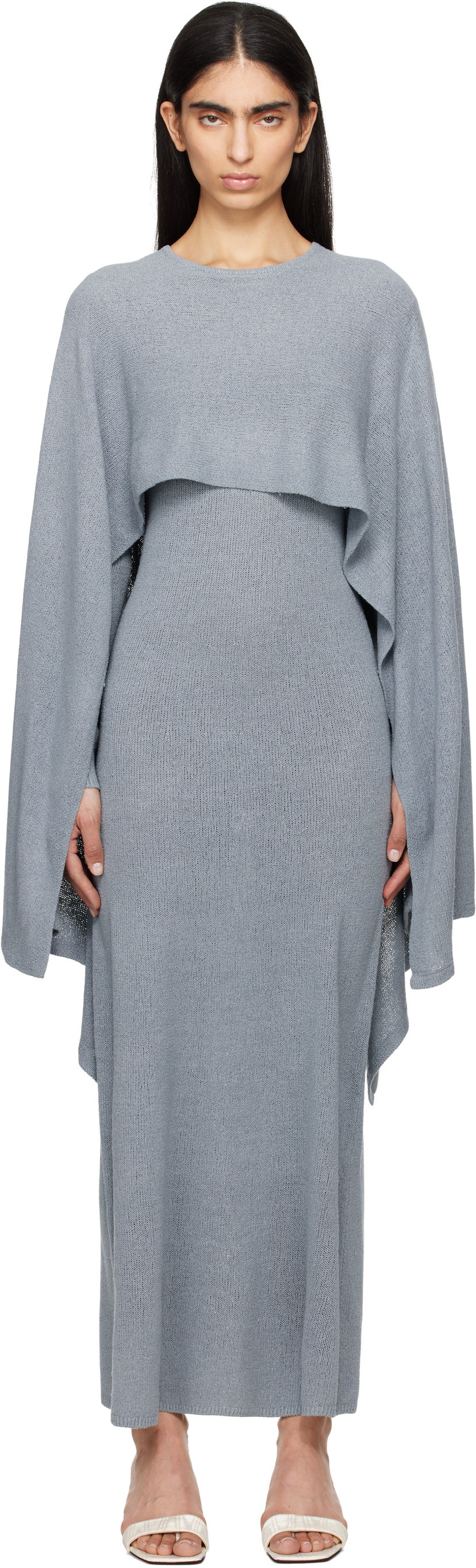 плаття TOTEME TOTEME Cape Knit Maxi Dress Сірий | 252-WRD0168-YA0156