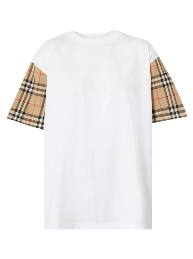 Футболка Burberry Vintage Check Sleeve Oversized T-Shirt білий | 8042716