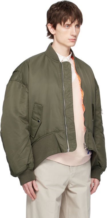 Куртка бомбер JW Anderson JW Anderson Oversized Bomber Jacket with Curved Hem Зелений | JK0357-PG1696, 1