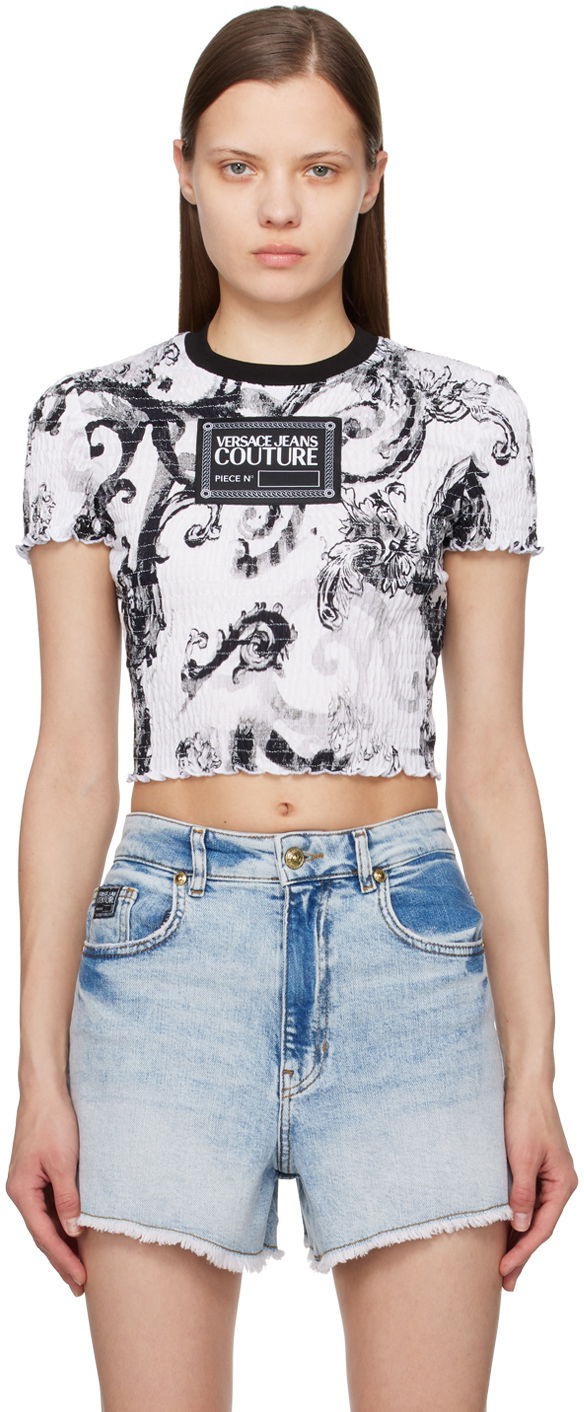 Футболка Versace Couture White & Black Watercolor Couture T-Shirt білий | E76HAH6A7_EJS353