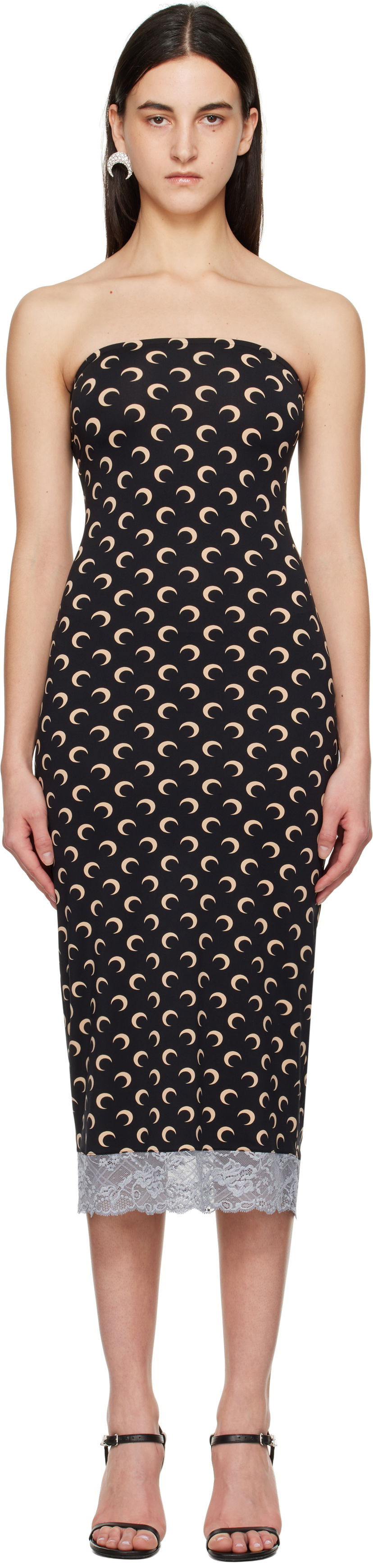 плаття Marine Serre Marine Serre Moon Print Bustier Midi Dress чорний | WDR333A CJER0001