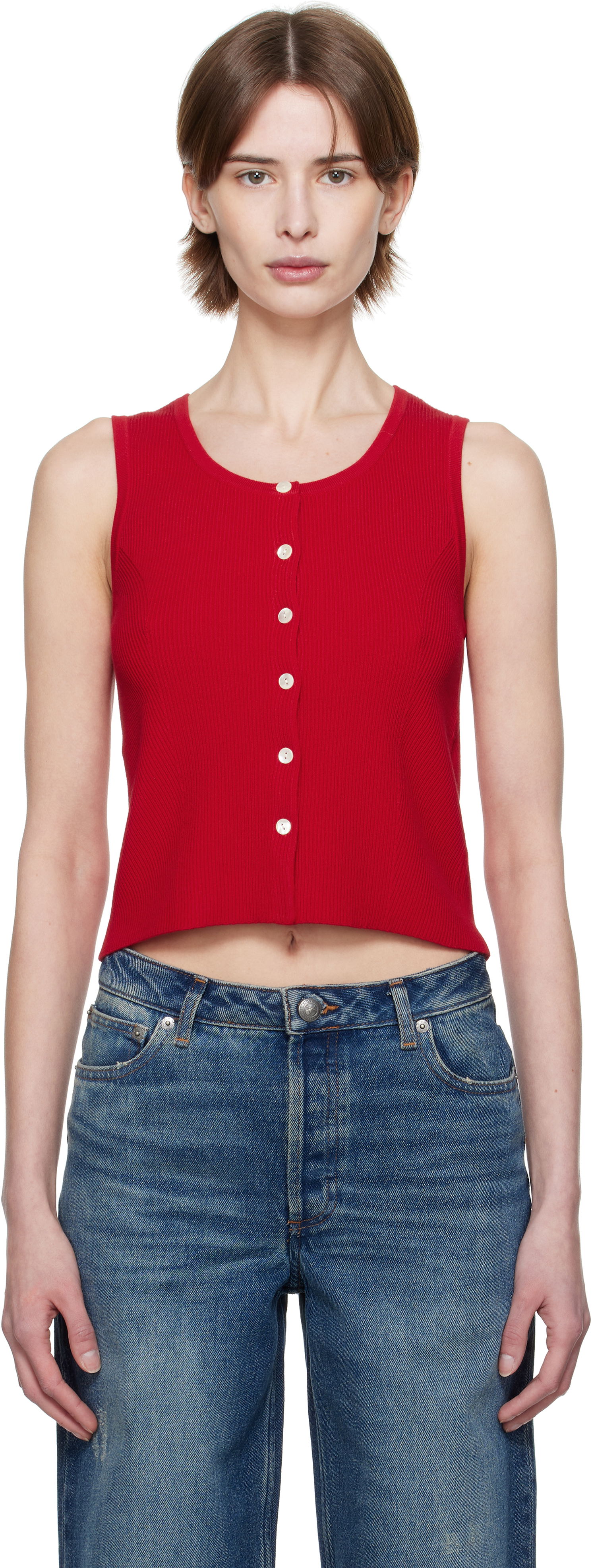 Безрукавка A.P.C. A.P.C. Buttoned Cropped Tank Top Червоний | VIALM-F23410, 0