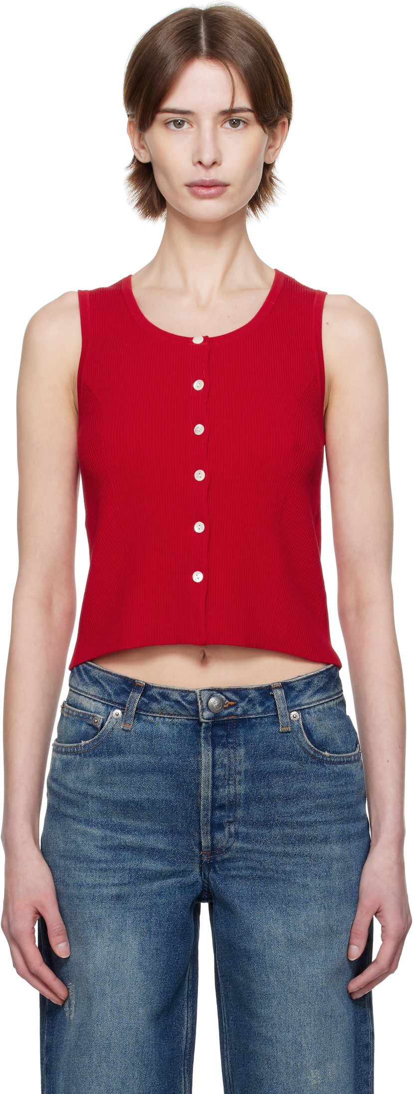Безрукавка A.P.C. A.P.C. Buttoned Cropped Tank Top Червоний | VIALM-F23410