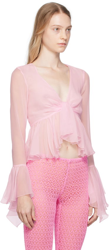 Сорочка Blumarine Blumarine Ruffled Tie-Front Blouse Рожевий | P344C005A, 1