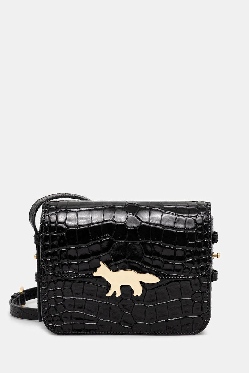 Сумка MAISON KITSUNÉ Edie Croc-Embossed Leather Crossbody Bag чорний | NW05170LR0045