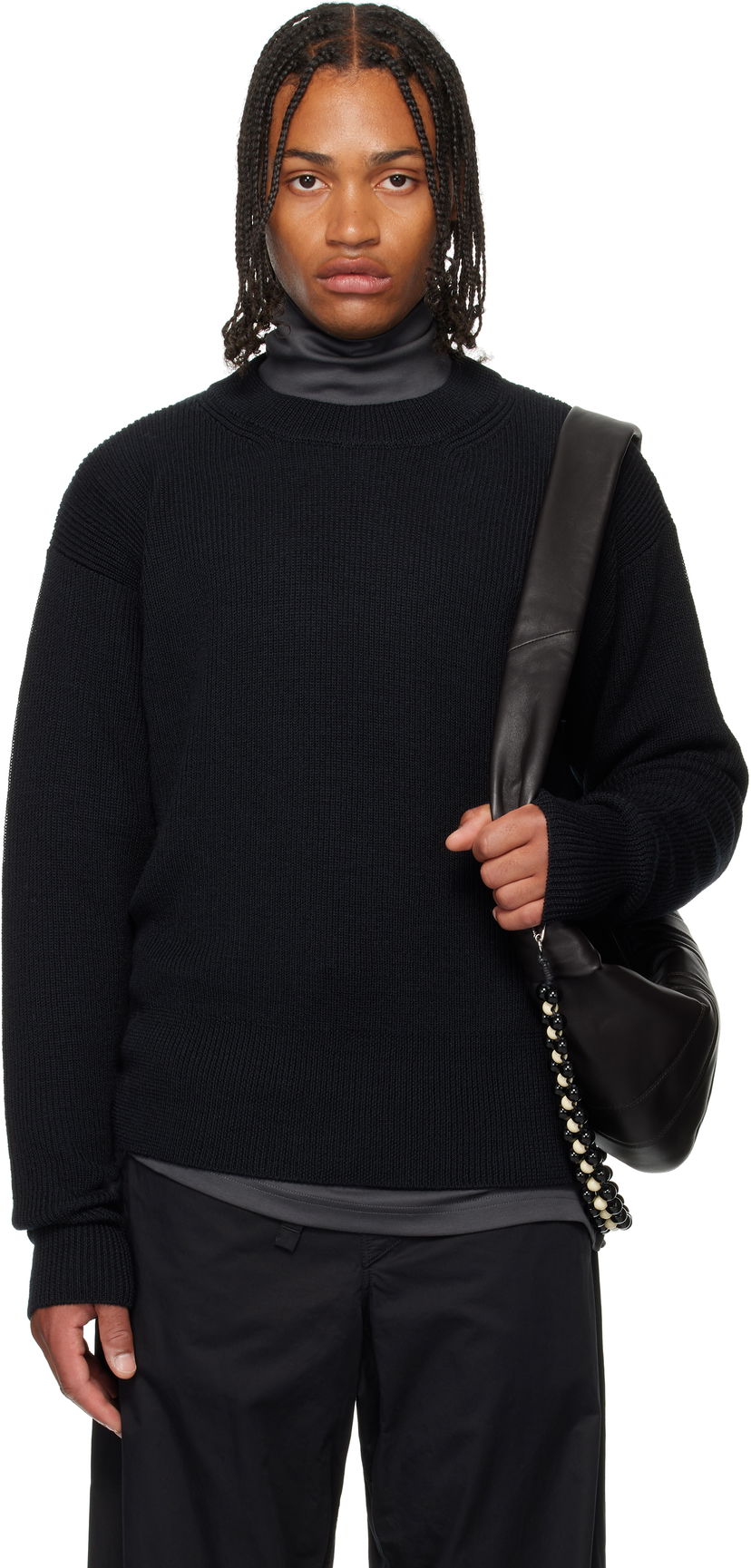 Cветр LEMAIRE LEMAIRE Boxy Round Neck Sweater чорний | TO1419 LK1042