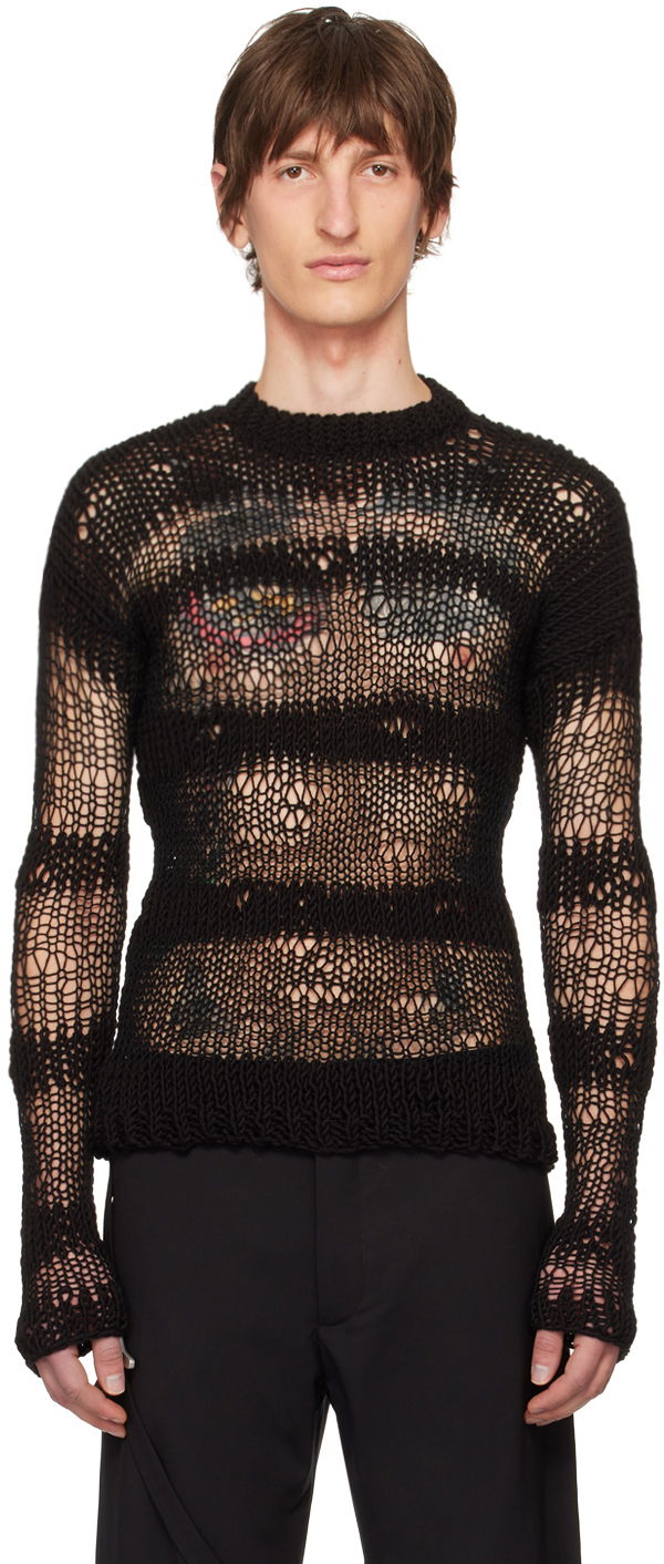 Cветр HELIOT EMIL Open Knit Sweater чорний | HE_M_07_039_BLK01