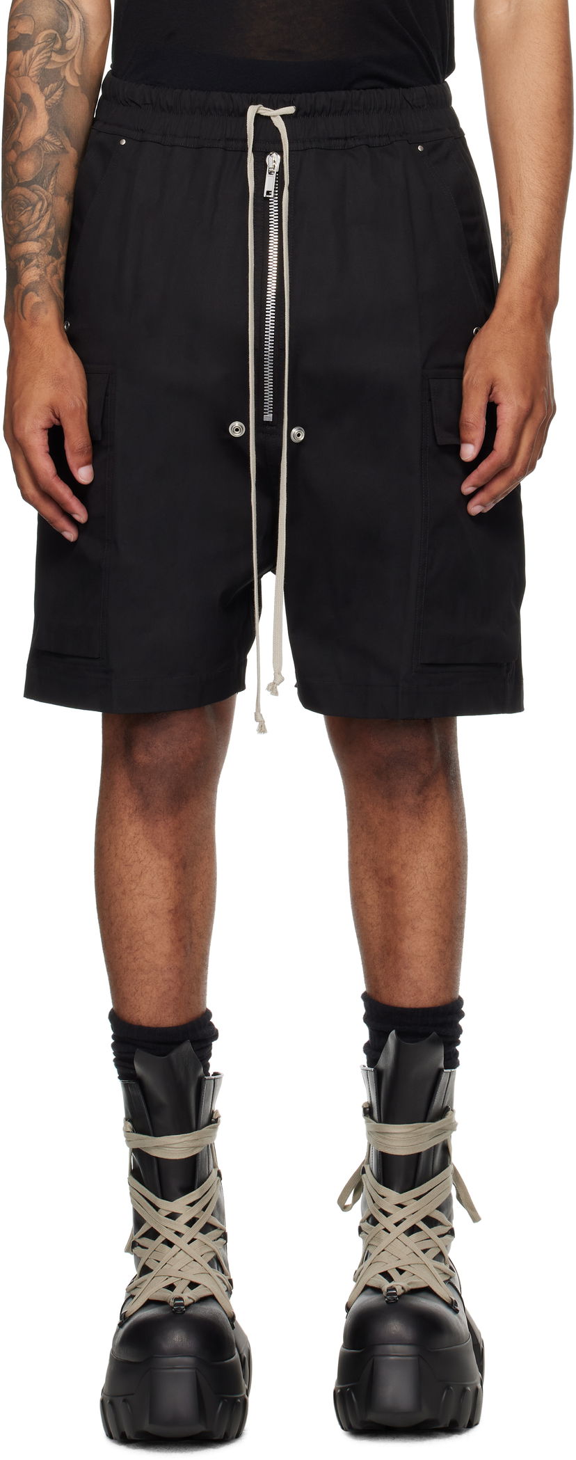 Шорти Rick Owens Rick Owens Concordians Cargobela Shorts чорний | RU02E1360 TE