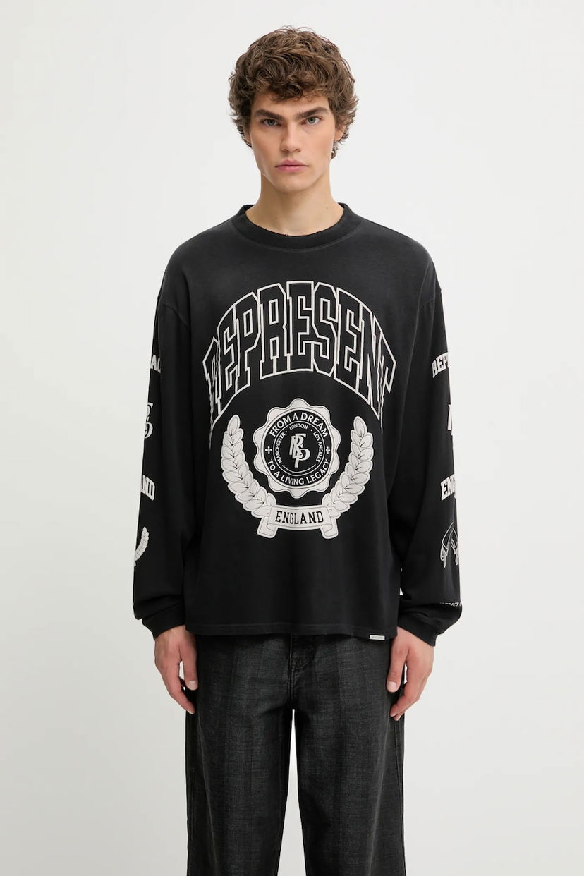 Футболка Represent Clo Represent Legacy Crest Long Sleeve T-Shirt чорний | MLM100371