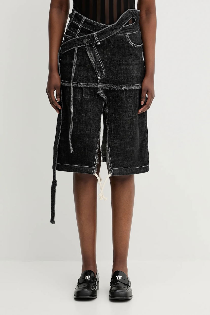 Спідниця Ottolinger Ottolinger Signature Wrap Midi Denim Skirt чорний | 117.301217.01