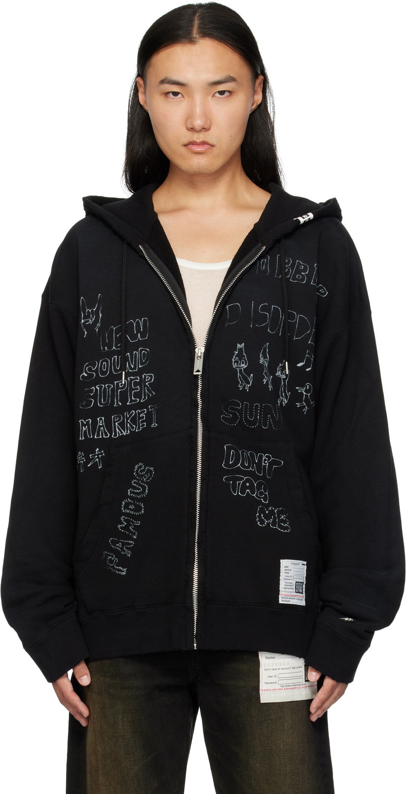 Світшоти Maison MIHARA YASUHIRO Drawstring Zip Hoodie чорний | J13PK721