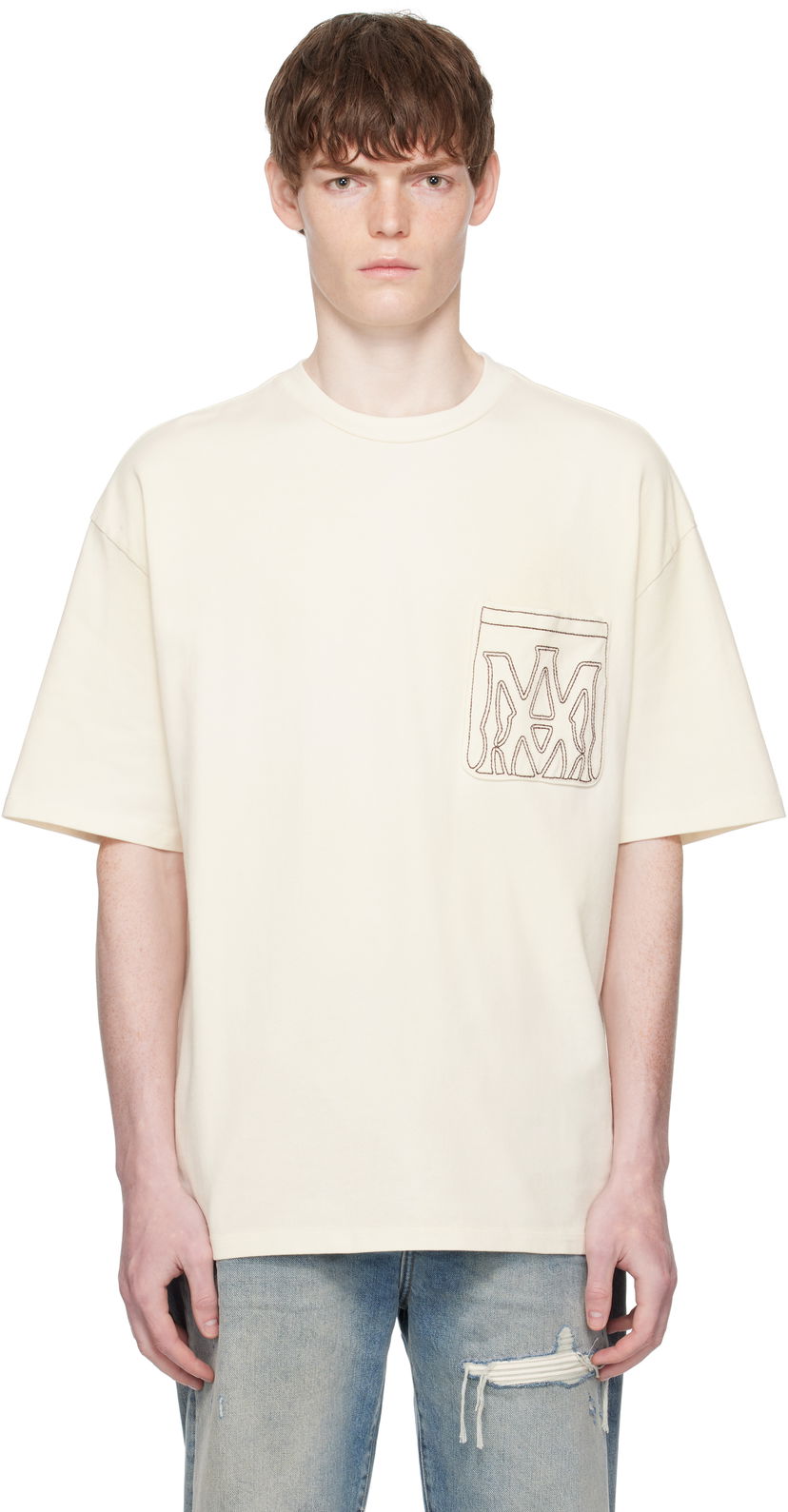 Футболка AMIRI AMIRI MA Outline Oversized T-Shirt бежевий | AMJYTE1205