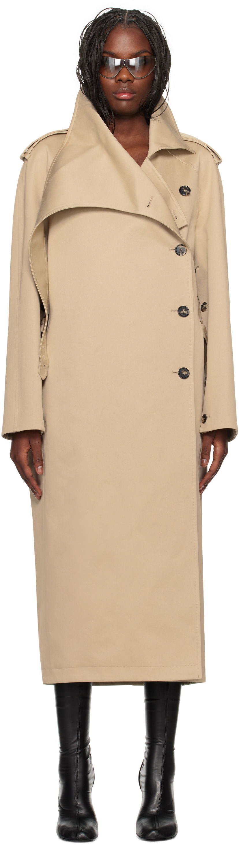Тренчкот Courrèges Courrèges Long Oblique Trench Coat бежевий | 424CMA178CO0131