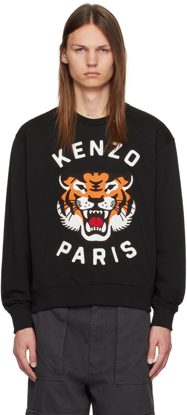 Світшоти KENZO Black Paris Lucky Tiger Sweatshirt чорний | FE68SW1064MF