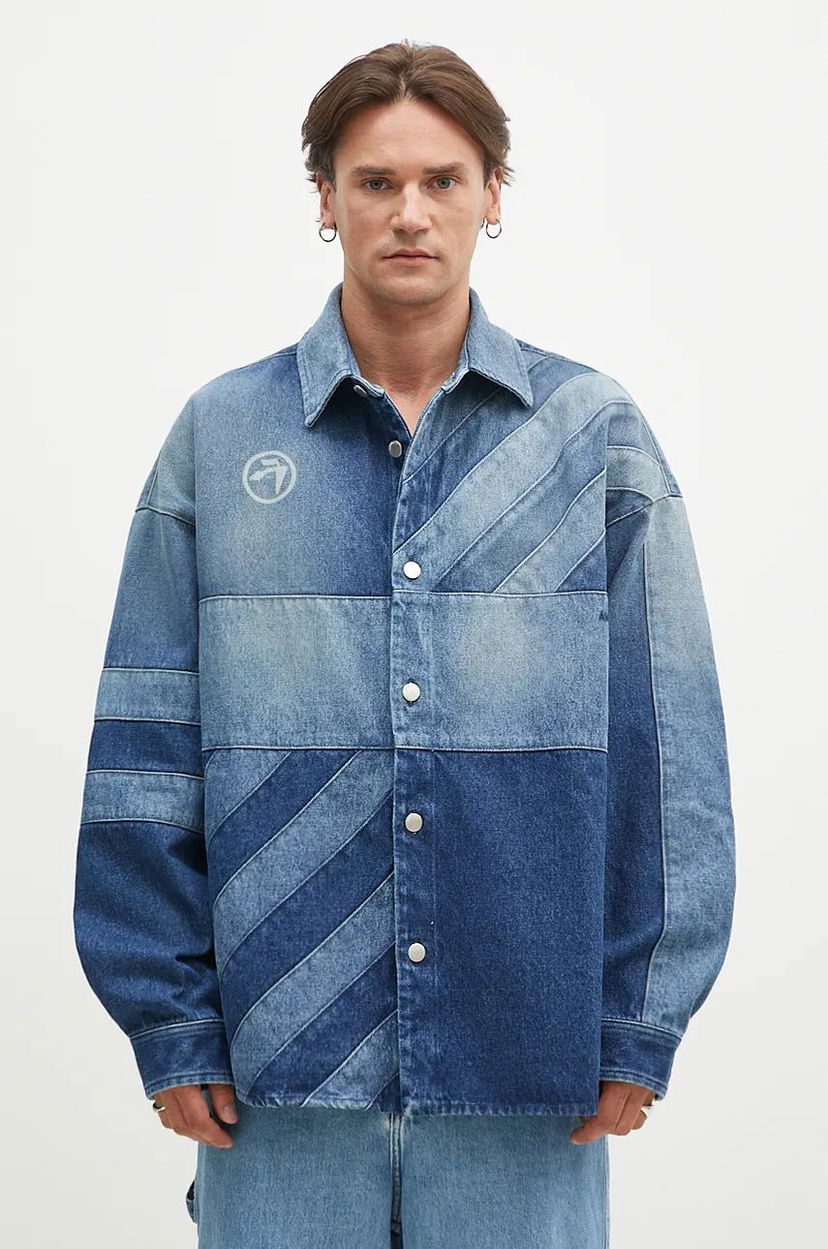 Сорочка Ambush Patchwork Denim Shirt Oversize Синій | BMYD003F24DEN0014400