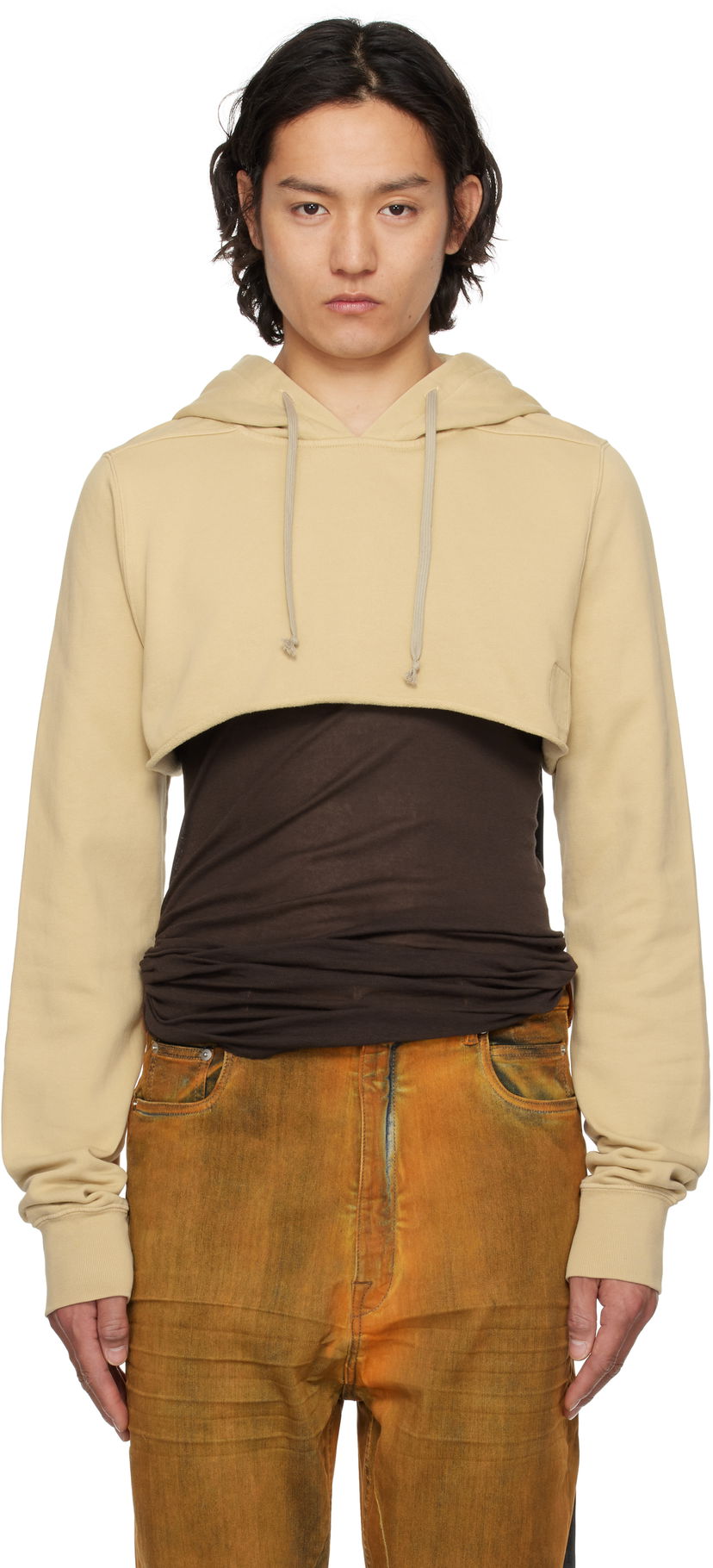 Світшоти Rick Owens Rick Owens DRKSHDW Hollywood Cropped Hoodie бежевий | DU01E3257 FP