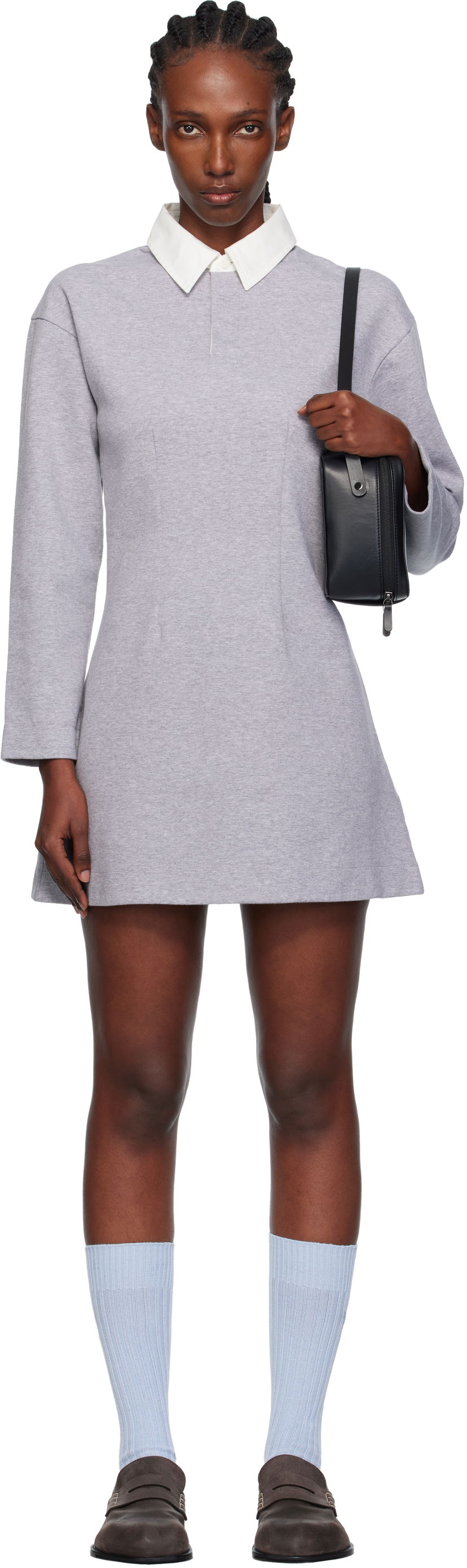 плаття JW Anderson JW Anderson Long Sleeve Polo Midi Dress Сірий | JD0047-PG1845