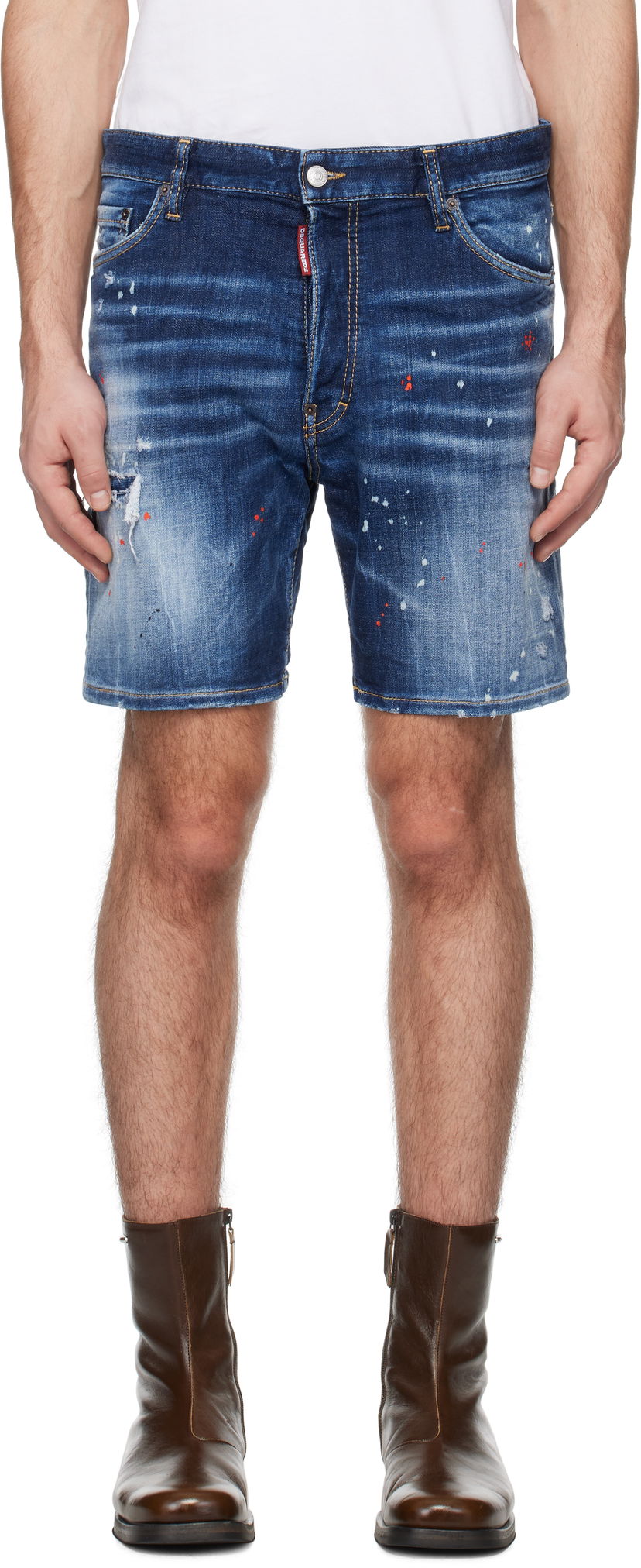 Шорти DSQUARED2 Dsquared2 Medium Easy Wash Denim Shorts Синій | S74MU0884_S30664