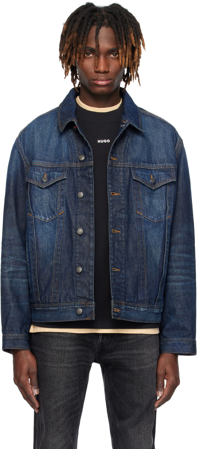 Куртка BOSS HUGO Adjustable Hem Denim Jacket Синій | 50530639