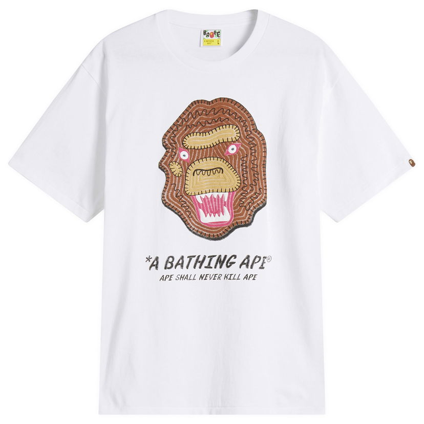Футболка BAPE A Bathing Ape Embroidery Souvenir Logo T-Shirt, Size Large білий | 001TEL301049M-WHT