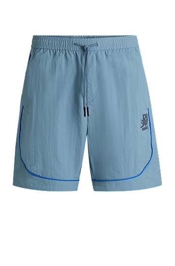 Шорти BOSS HUGO x RB Drawstring Shorts with Piping Синій | 50542807