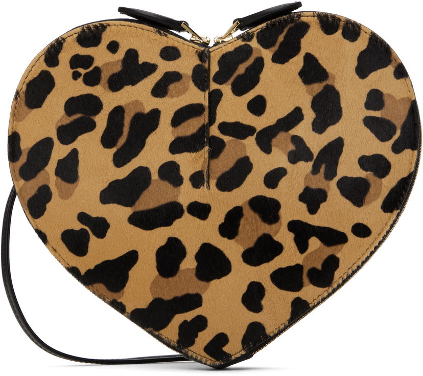 Сумочка Alaïa Leopard Print Heart Shaped Shoulder Bag Коричневий | AA1P003CA329