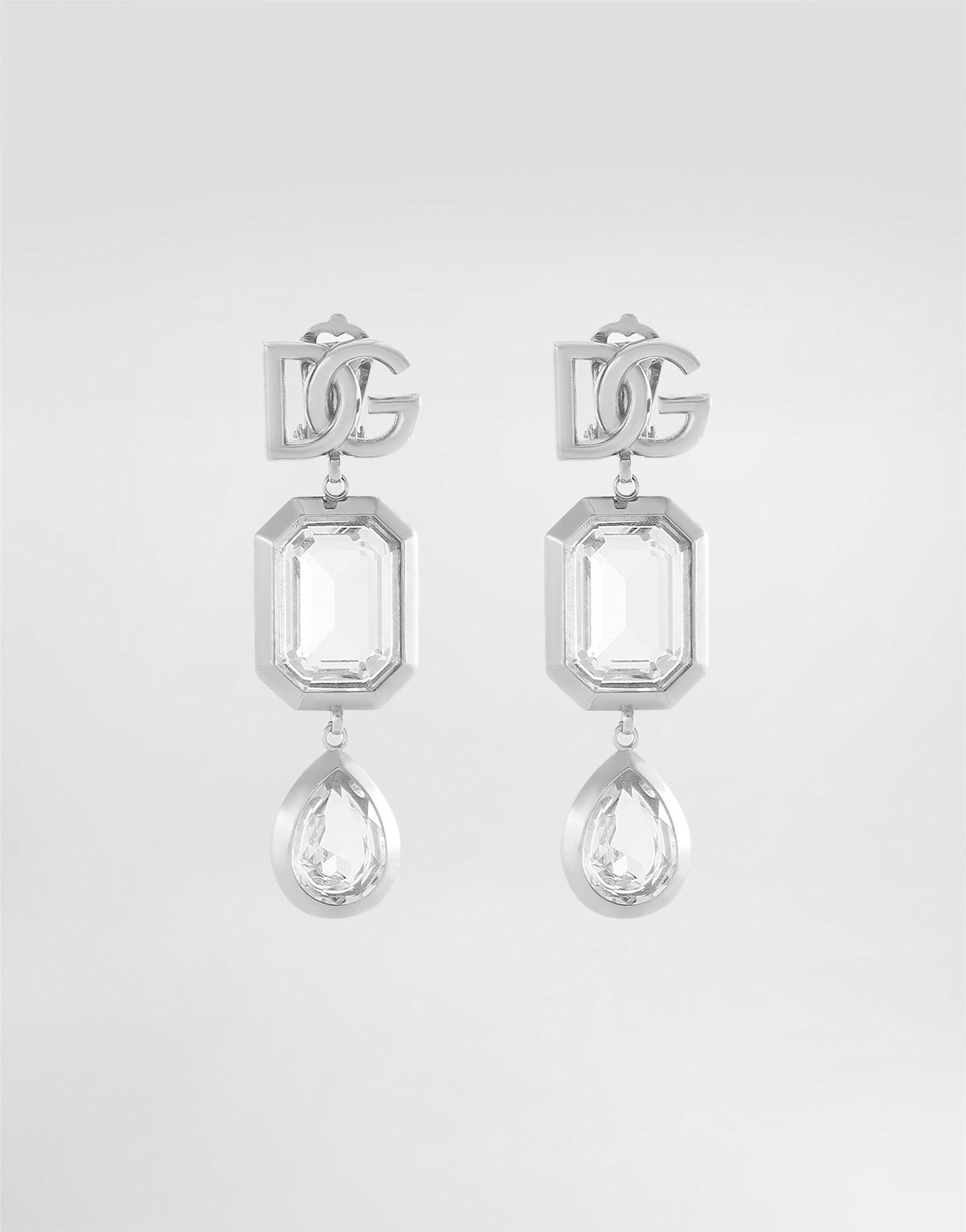 Сережки Dolce & Gabbana Holiday DG Logo Drop Earrings with Octagonal and Teardrop Crystals Металік | WES2X2W111187655, 0