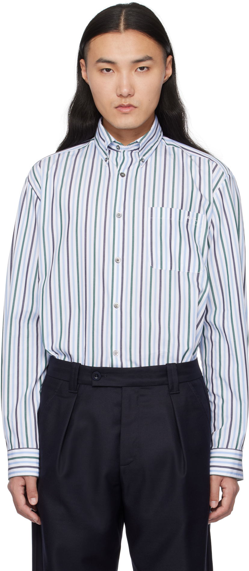 Сорочка A.P.C. Striped Logo Shirt білий | COHEI-H12599