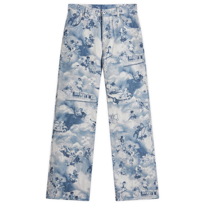 Джинси Off-White Off-White Fresco Tapestry Wide 5 Pocket Jeans Size 30 Синій | OWYA062S25FAB0014200