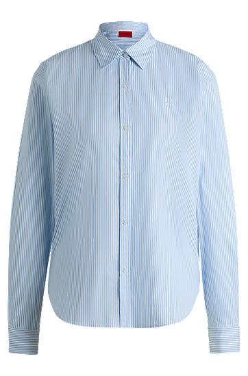 Сорочка BOSS Regular-Fit Striped Cotton-Blend Blouse Синій | 50539864
