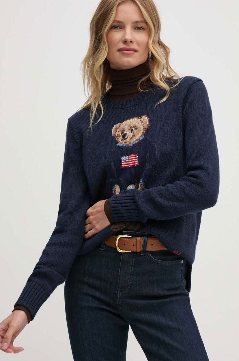 Cветр Polo by Ralph Lauren Navy Blue Sweater with Bear темно-синій | 211927070