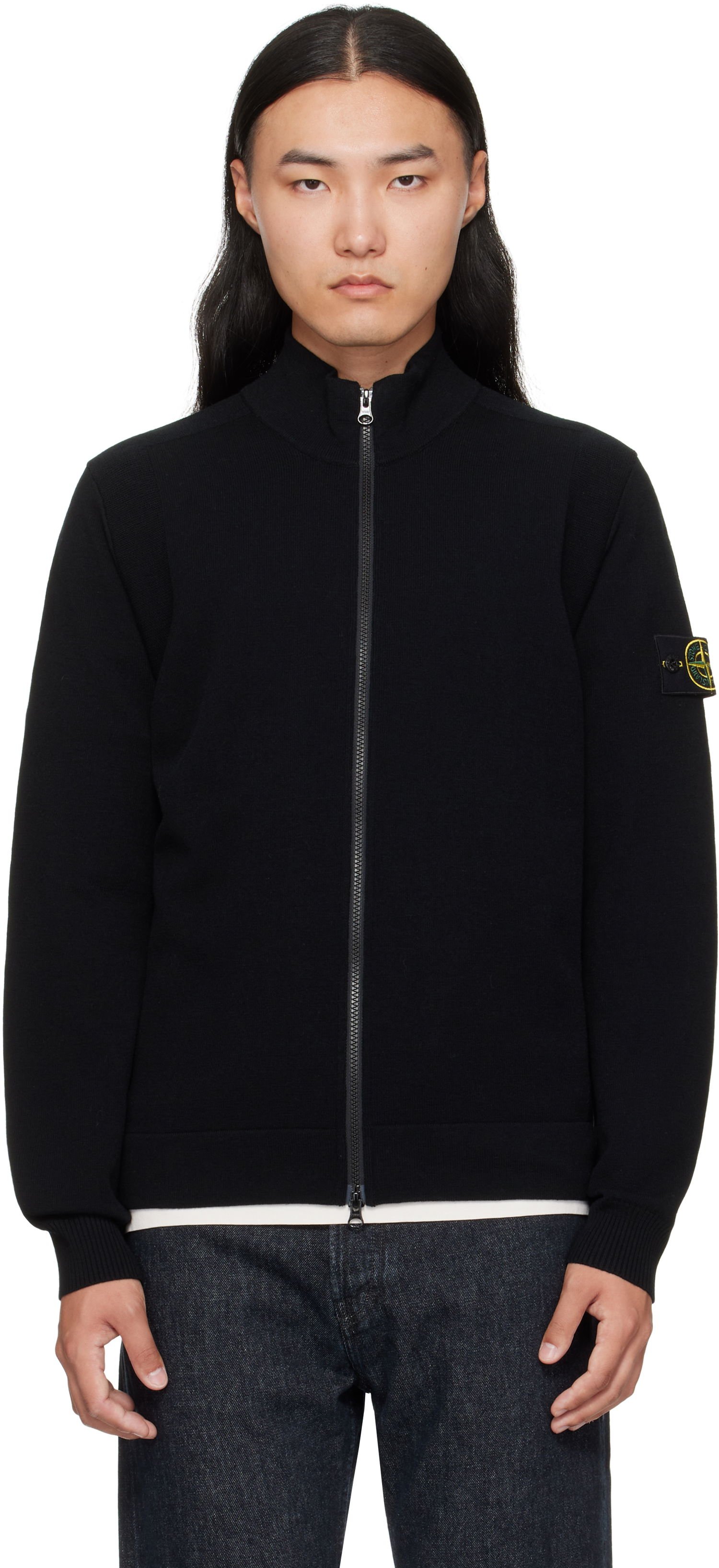 Світшоти Stone Island Stone Island Stretch RWS Wool Zip-Up Sweatshirt чорний | K2S15 5100062 S00A1, 0