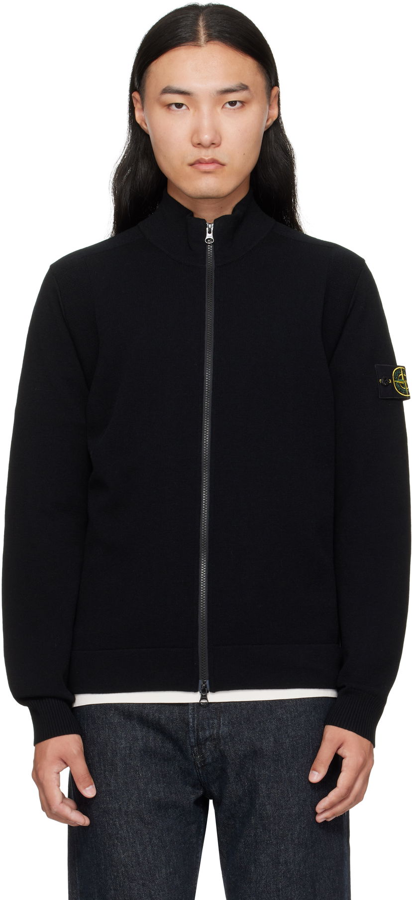 Світшоти Stone Island Stone Island Stretch RWS Wool Zip-Up Sweatshirt чорний | K2S15 5100062 S00A1