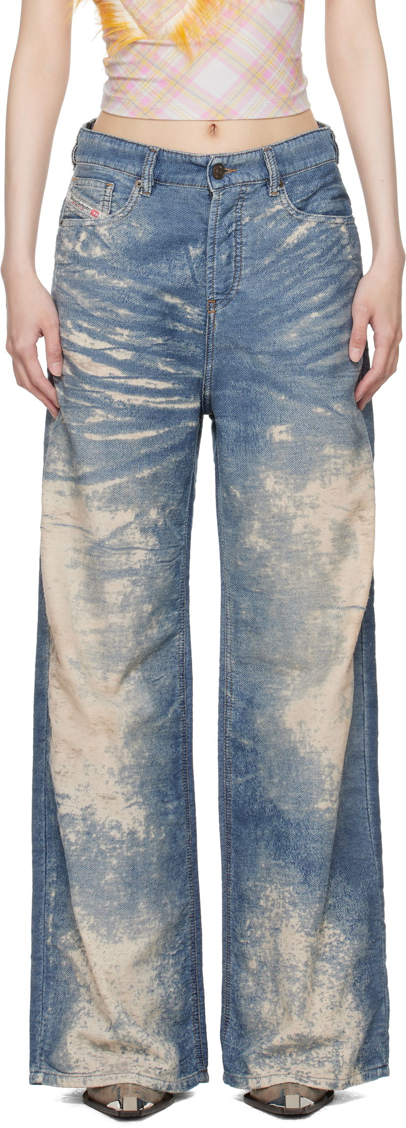 Джинси Diesel Bleached High-Rise Wide-Leg Jeans Синій | A16977 068RE