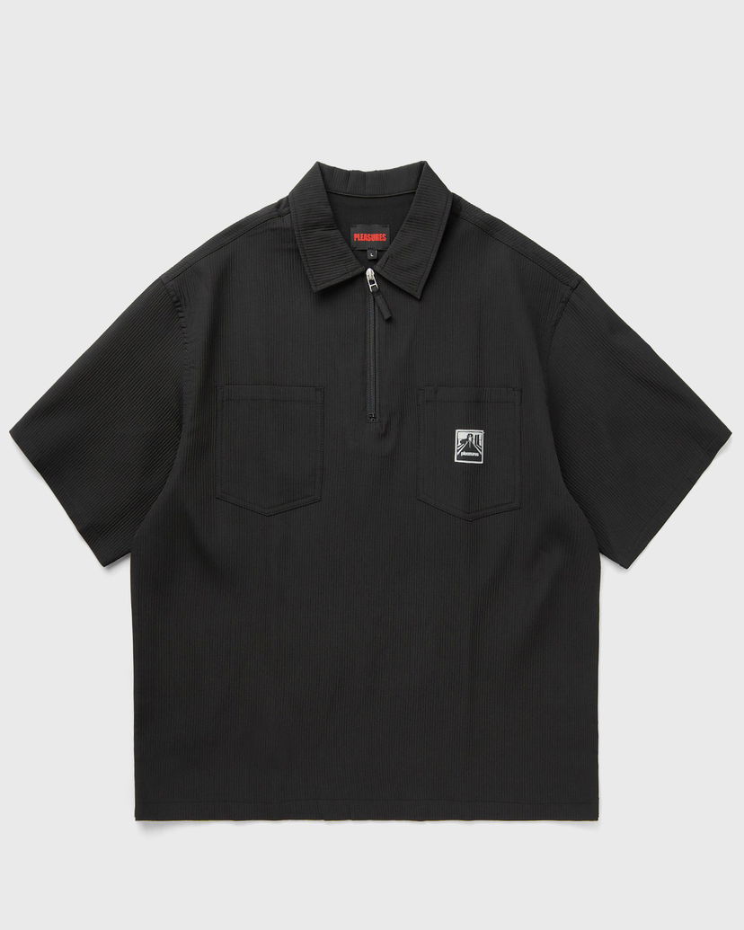 Сорочка поло Pleasures Pleasures Electron Zip Pique Polo Shirt чорний | P25SP023-BLACK