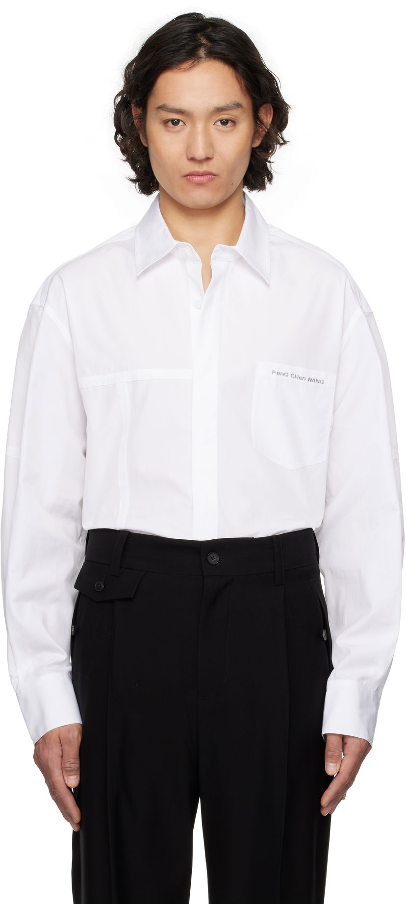 Сорочка Feng Chen Wang Feng Chen Wang Paneled Shirt білий | FUS19SR21