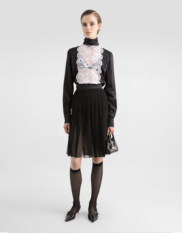 Сорочка Dolce & Gabbana Dolce & Gabbana Satin Top with Lace Panel чорний | F7AK0TFU1AUN0000, 1