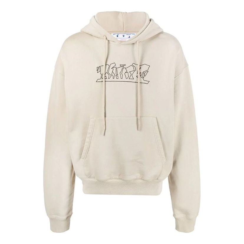 Світшоти Off-White Logo-Embroidered Cotton Hoodie бежевий | OMBB037S22FLE0061710